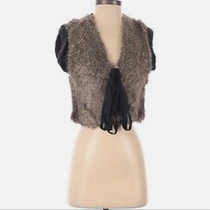 Juicy Couture small wool & fur tie front vest
